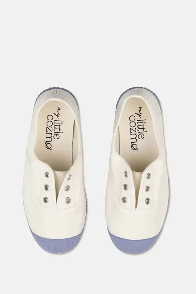 Slip-on vegan shoelace sneakers - Ivory sky blue - Slip-On