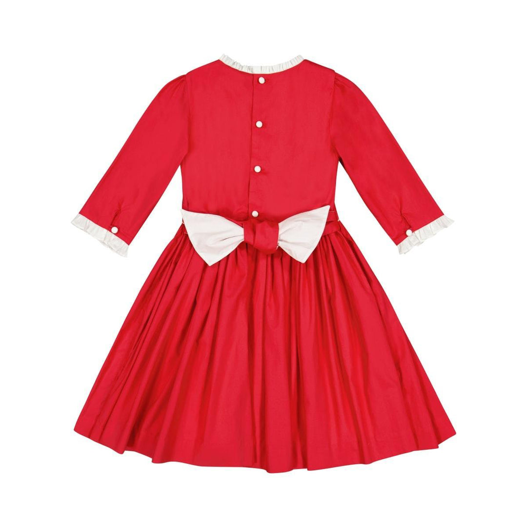Luna Long Sleeve Smocked Dress - Red