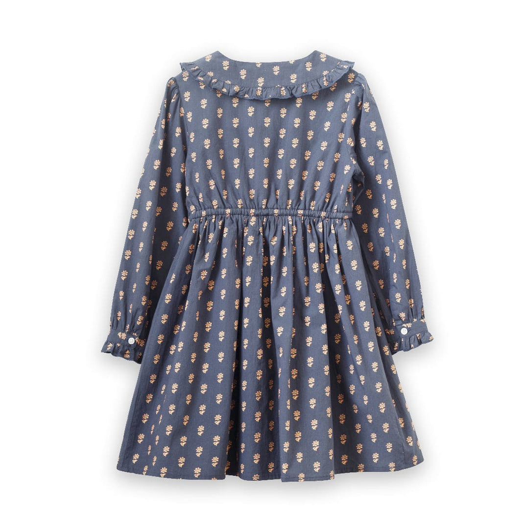 Girls' Long Sleeves Dress With Velvet Tie - Adelaide Orange Floral