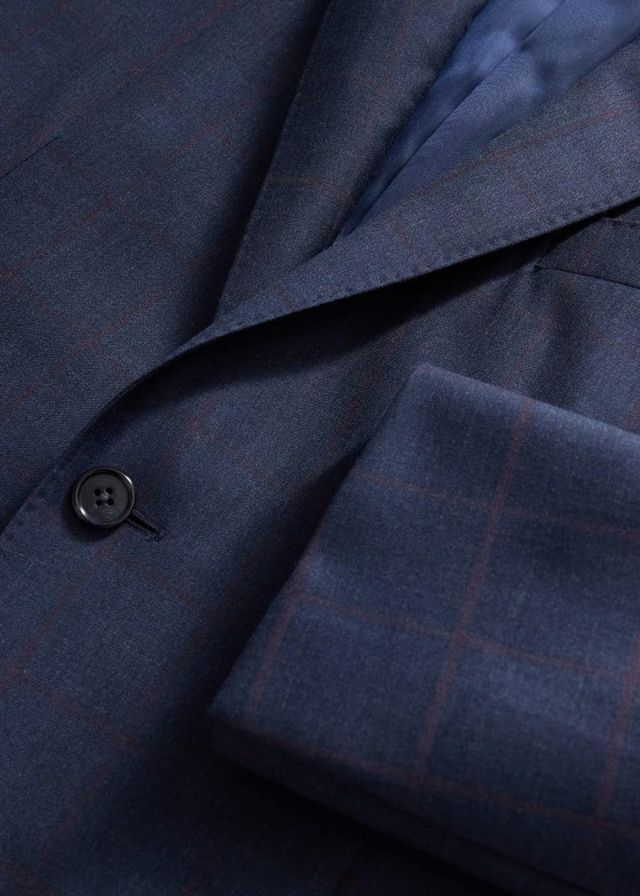 All Year Wool Windowpane Suit - Slate Blue