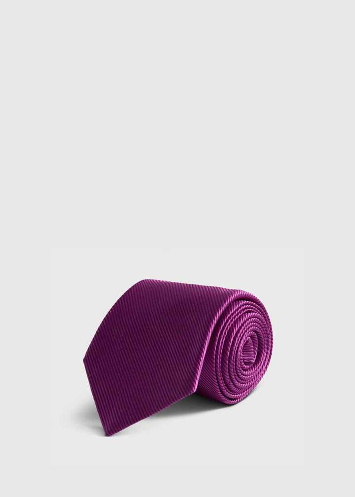 Solid Mogador Silk & Cotton Tie - Dark Fuschia