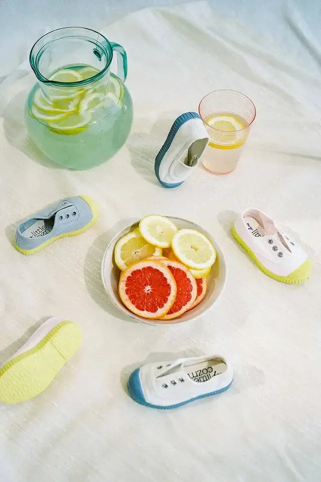 Slip-on vegan baby shoelace sneakers - Pink yellow