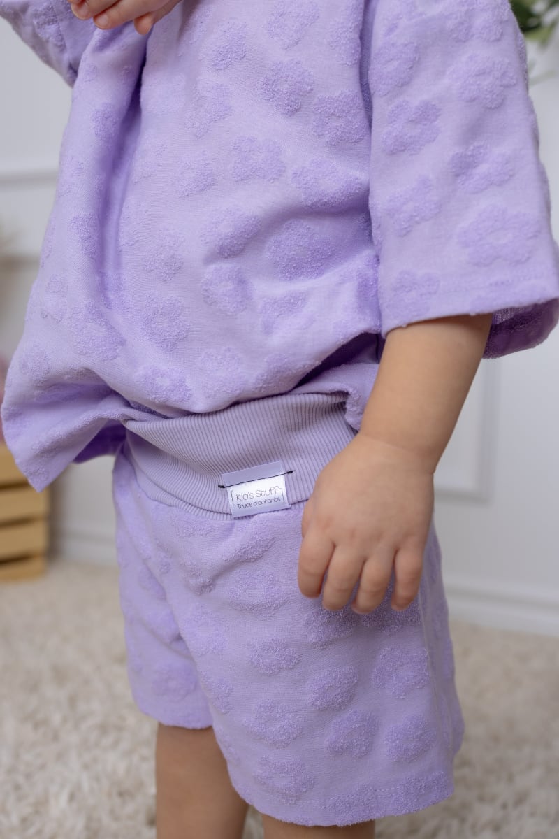 Grow With Me Wide Shorts - Lavender Macaron Flowers
