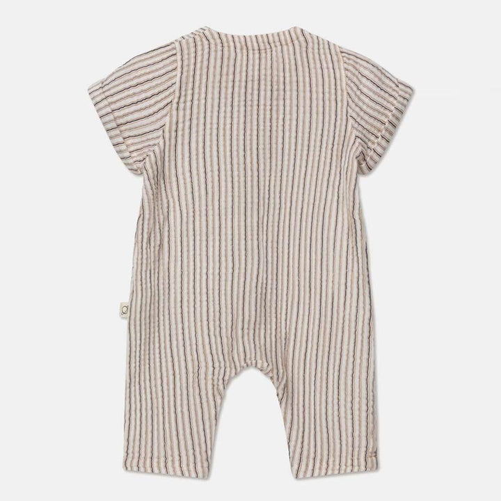 Gauze Stripe Baby Jumpsuit - Ivory One Pieces My Little Cozmo 