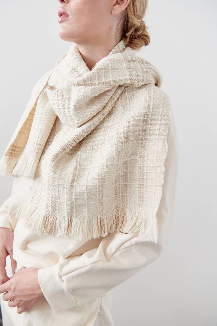 Wide Woven Poncho - Chalk Outerwear WOL HIDE 