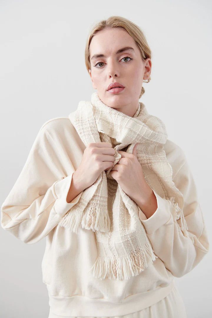 Wide Woven Poncho - Chalk Outerwear WOL HIDE 