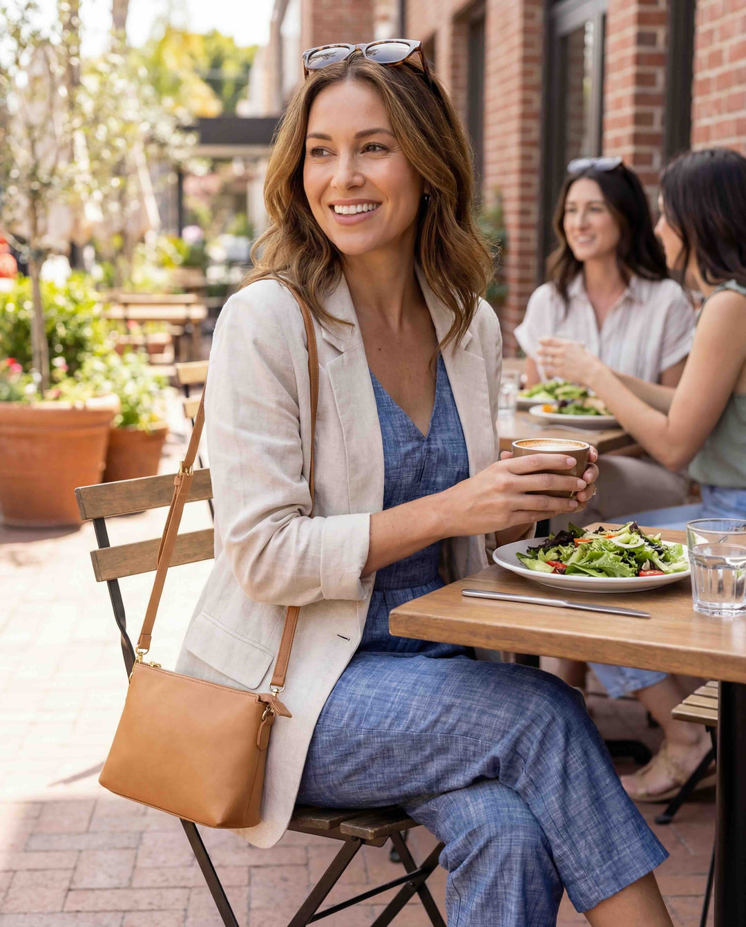 Women's Bow Shoulder Organic Jumpsuit - Blue Chambray