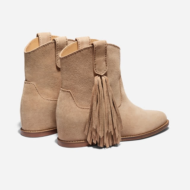 Amaya Fringe Bootie - Linen Suede