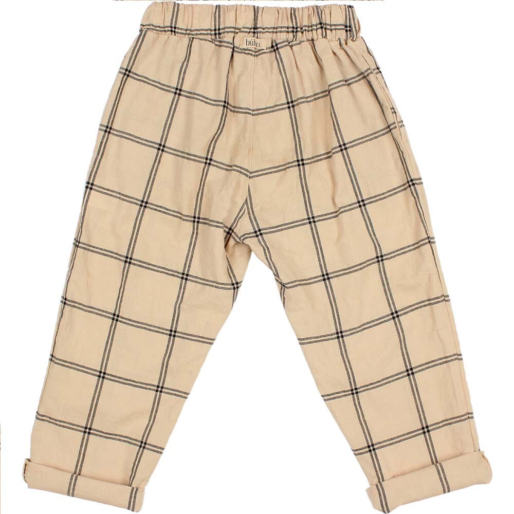 Cotton Plaid Rolled Hem Pant - Biscotto Pants Buho 