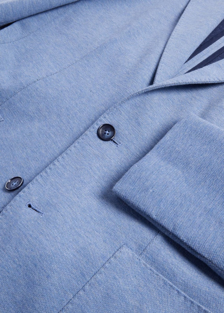 Cotton & Cashmere Pique Soft Jacket - Blue