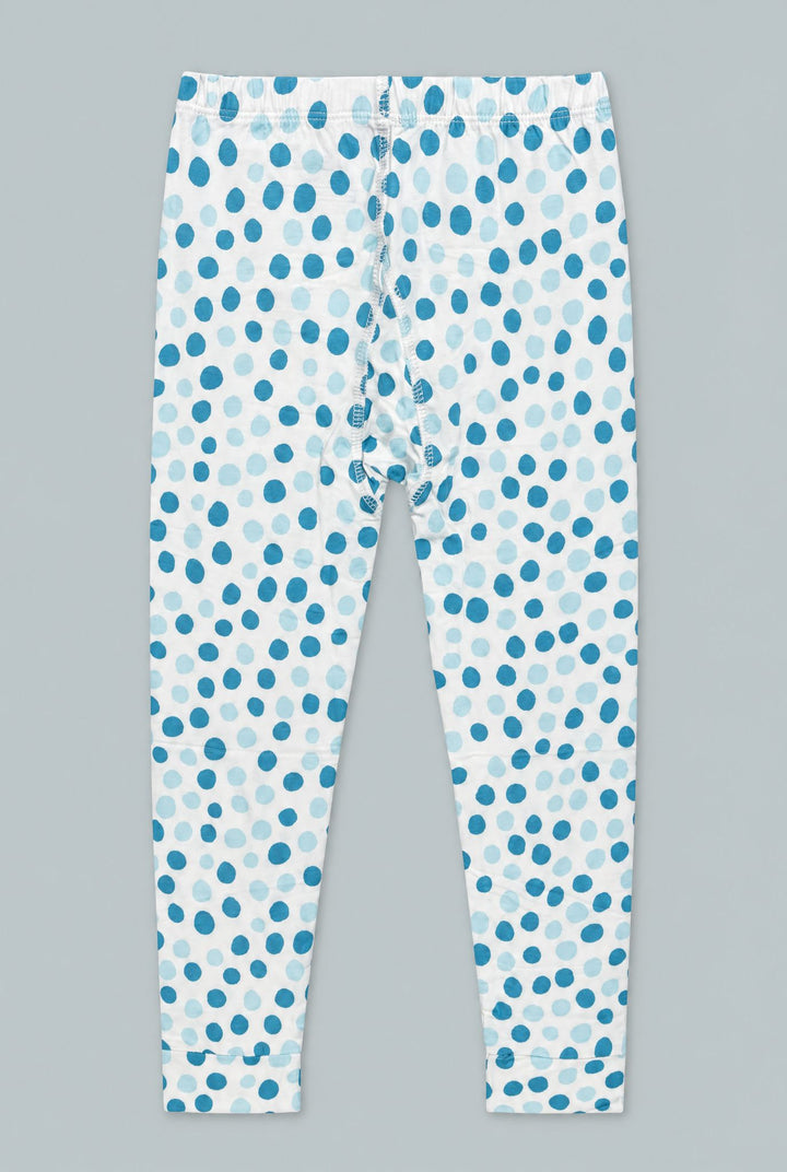 Big Kid Pajama S/S - Polka Dot Blue