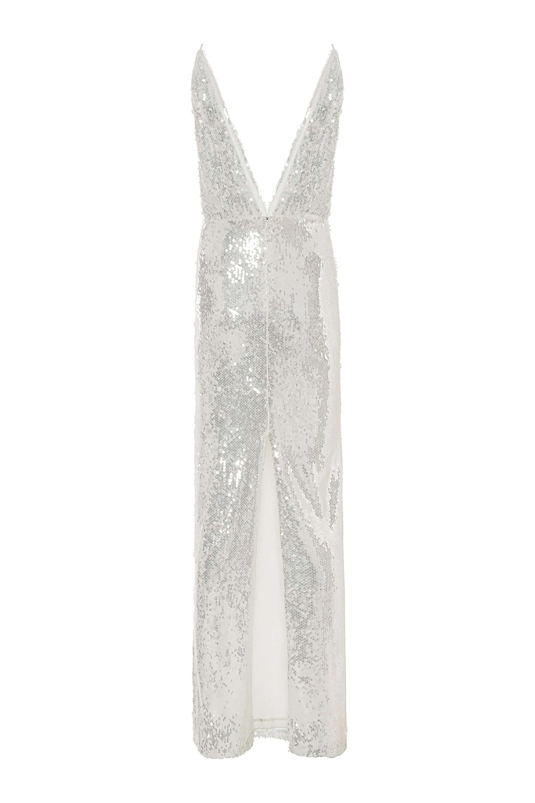 Sequined Thin Strap Long Dress - off-white