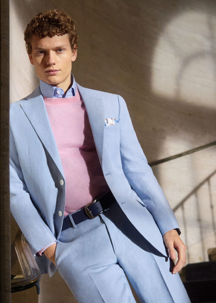 Linen Suit Jacket - Powder Blue