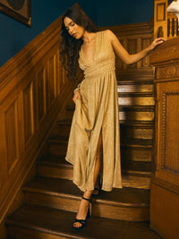 Estelle Dress - Gold Shimmer Crinkle