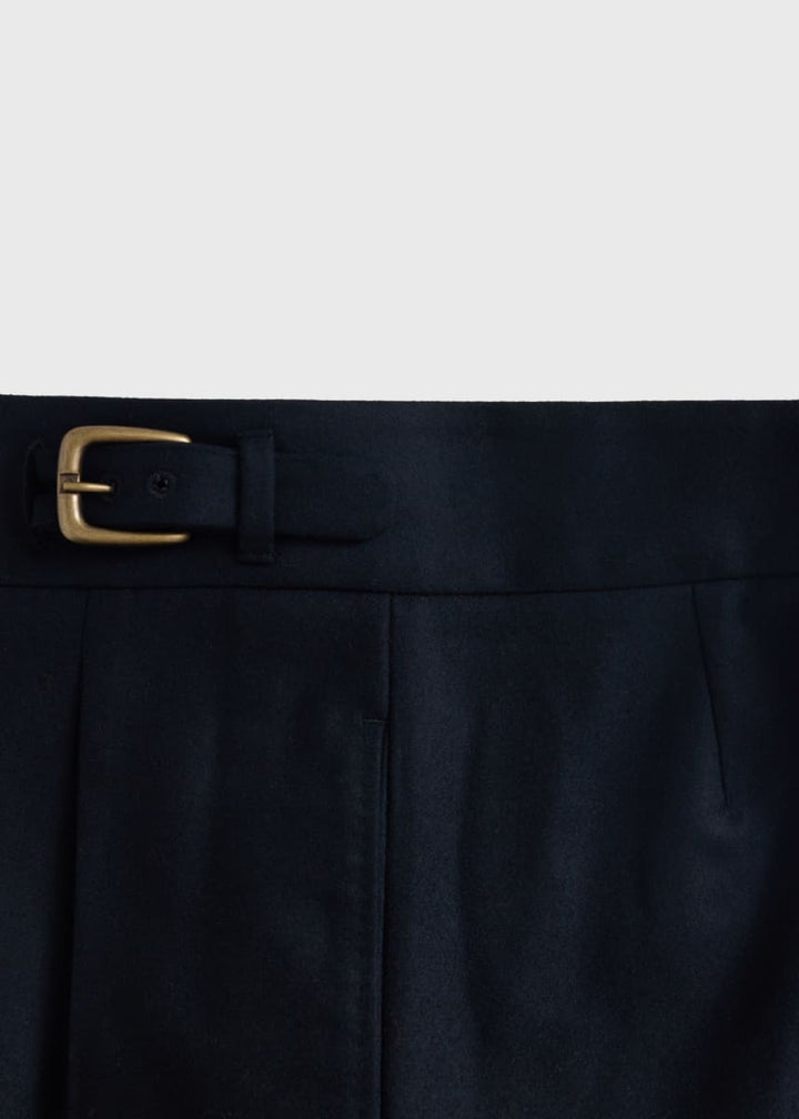 Super 100 Wool Flannel Gurka Pant - Black