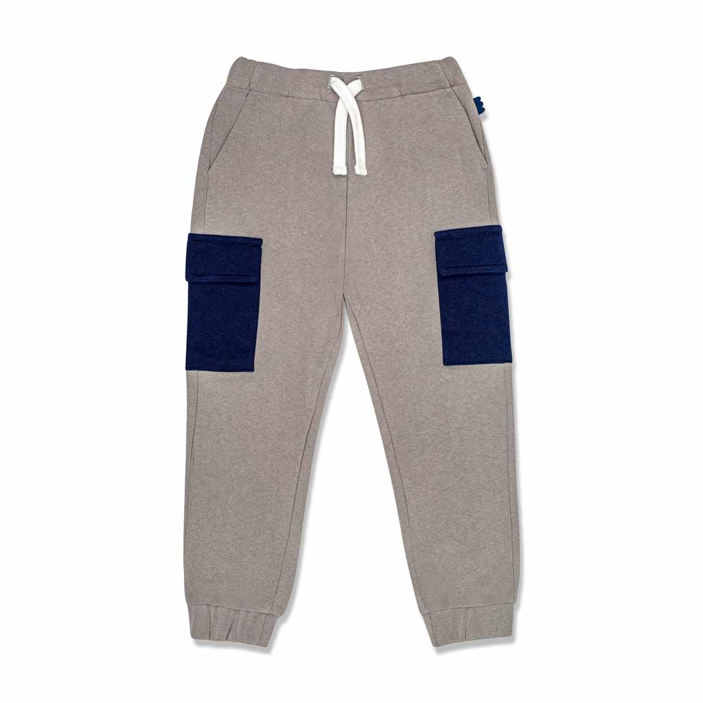 Grey Cargo Pocket Kid Jogger - Ash