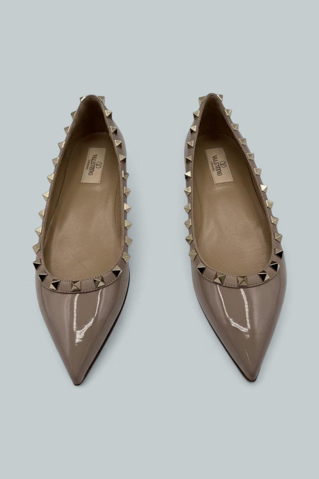 Women's Rockstud Pointed Toe Ballet Flats - Poudre