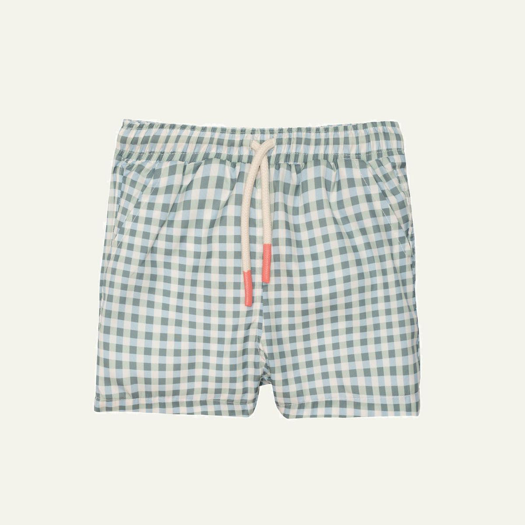 Seaqual Recycled Polyester Gingham Baby Swim Trunks - Natural/faded Denim
