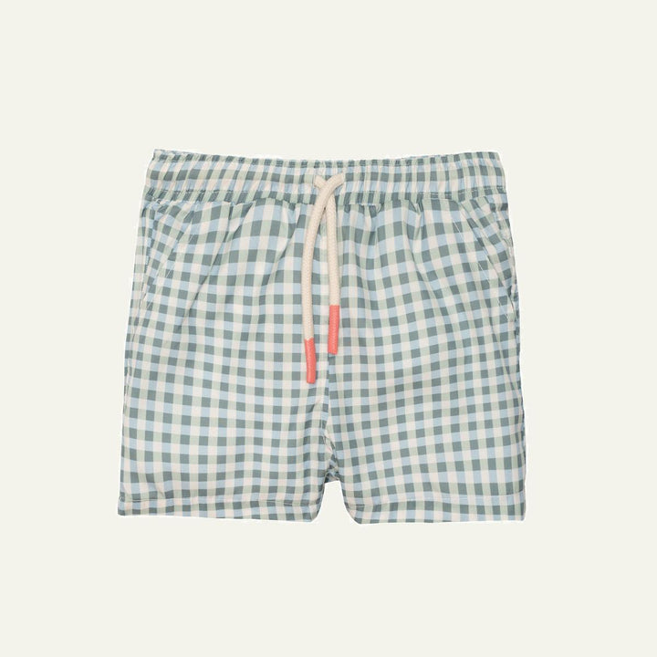 Seaqual Recycled Polyester Gingham Baby Swim Trunks - Natural/faded Denim