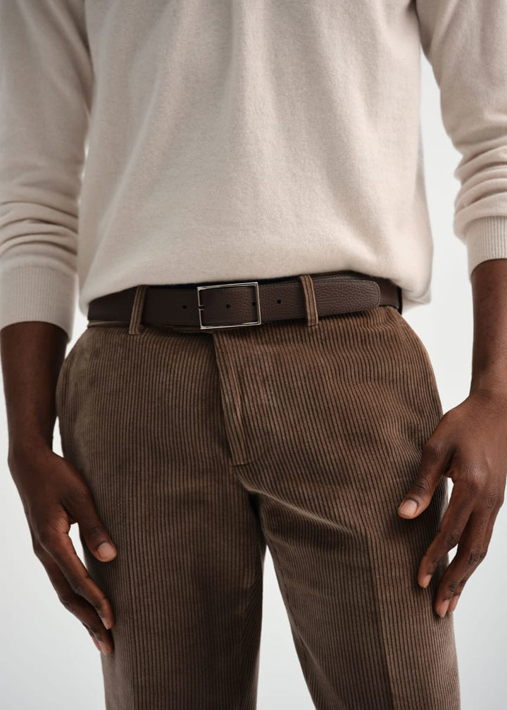 Suede Trimmed Corduroy Trouser - Taupe