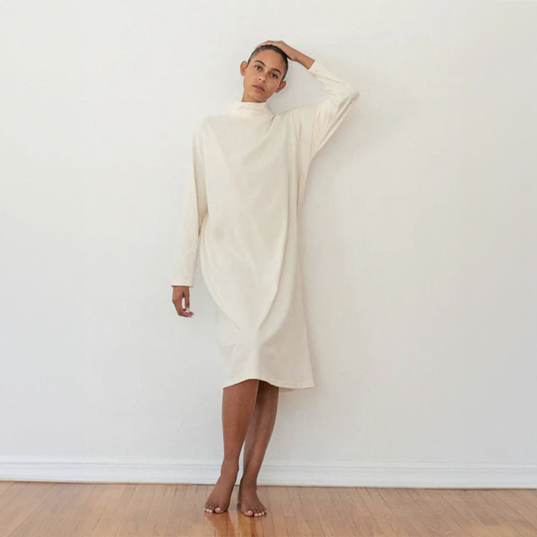 Mockneck Dress - Natural