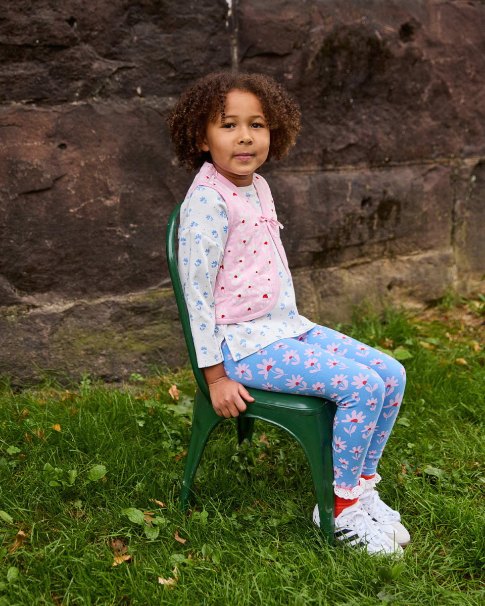 Quilted Tie Vest - Flower Field Peony