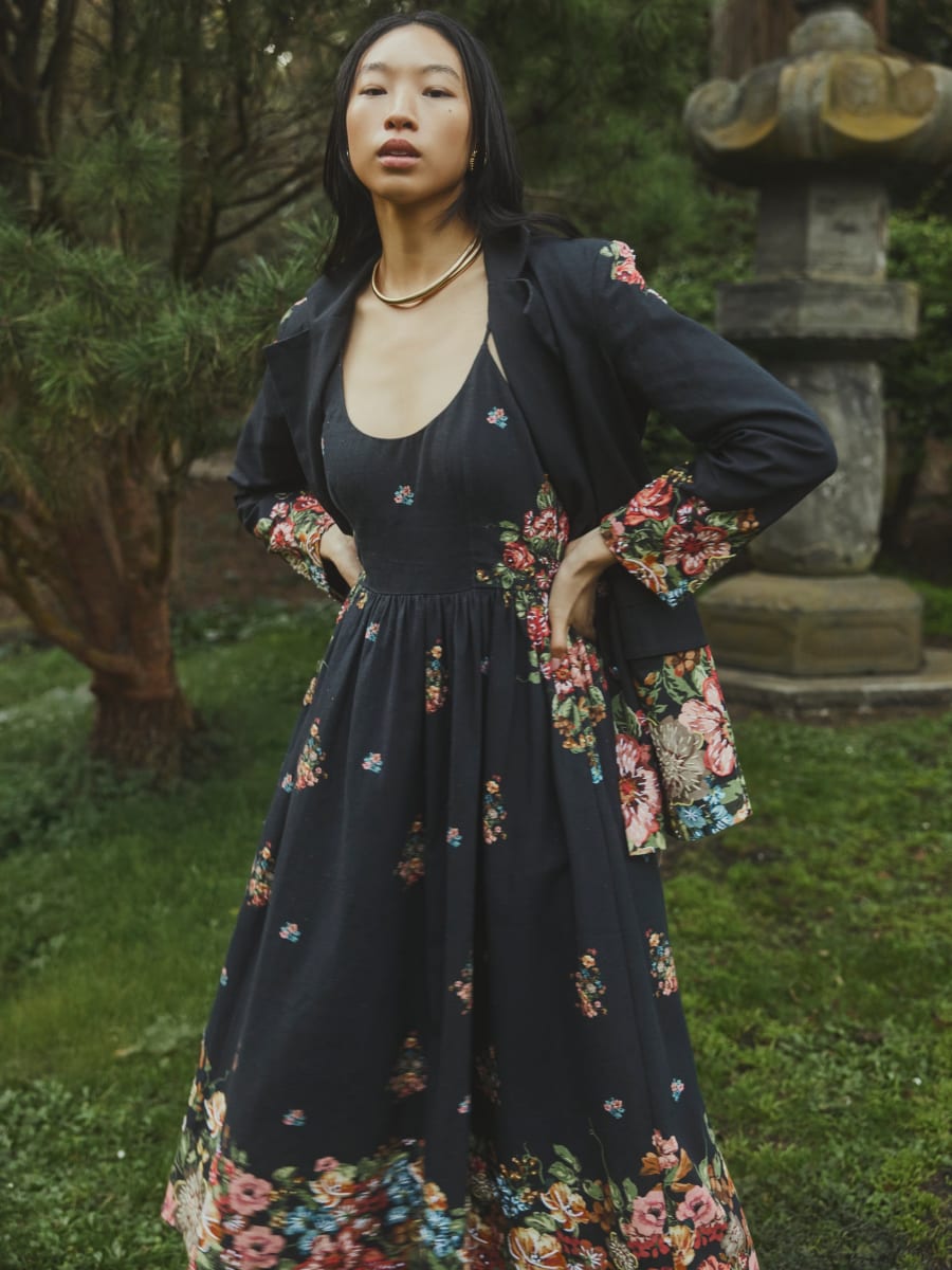 Sloan Blazer - Black Victorian Floral
