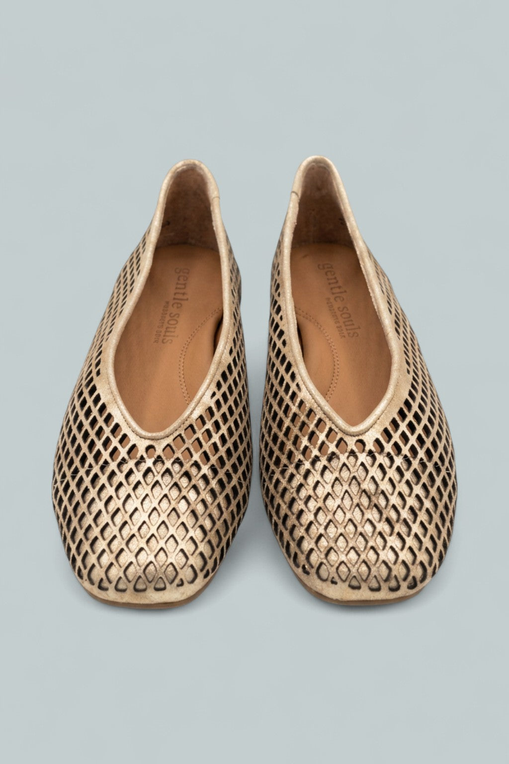Kenneth Cole Willow Perforated Leather Ballet Flats - Gravel Leather