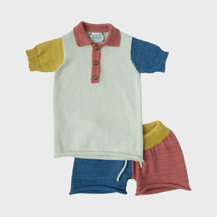 Colorblocked Organic Cotton James Drawstring Knit Short