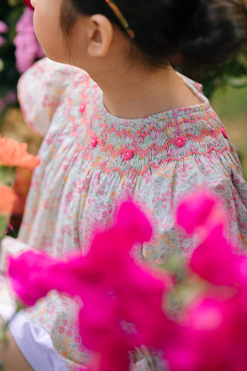 Prune Frills Bishop Dress - Floral