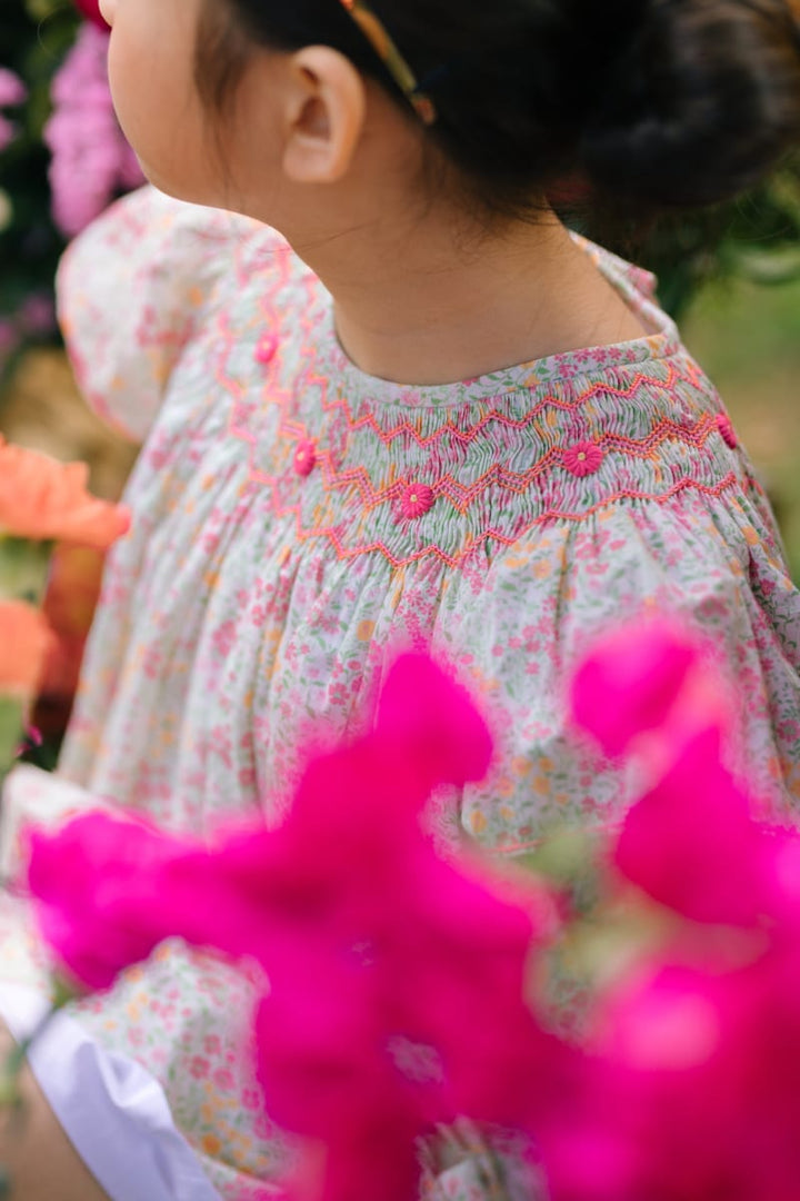 Prune Frills Bishop Dress - Floral