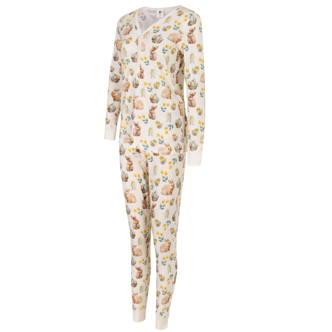 Women's Jogger & Henley Pajama Set - Bunnies/N/Chicks