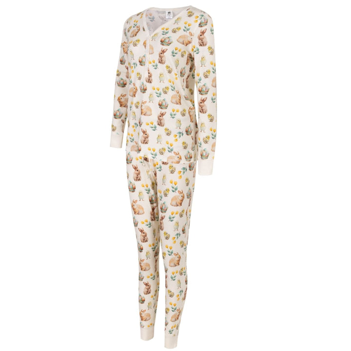 Women's Jogger & Henley Pajama Set - Bunnies/N/Chicks