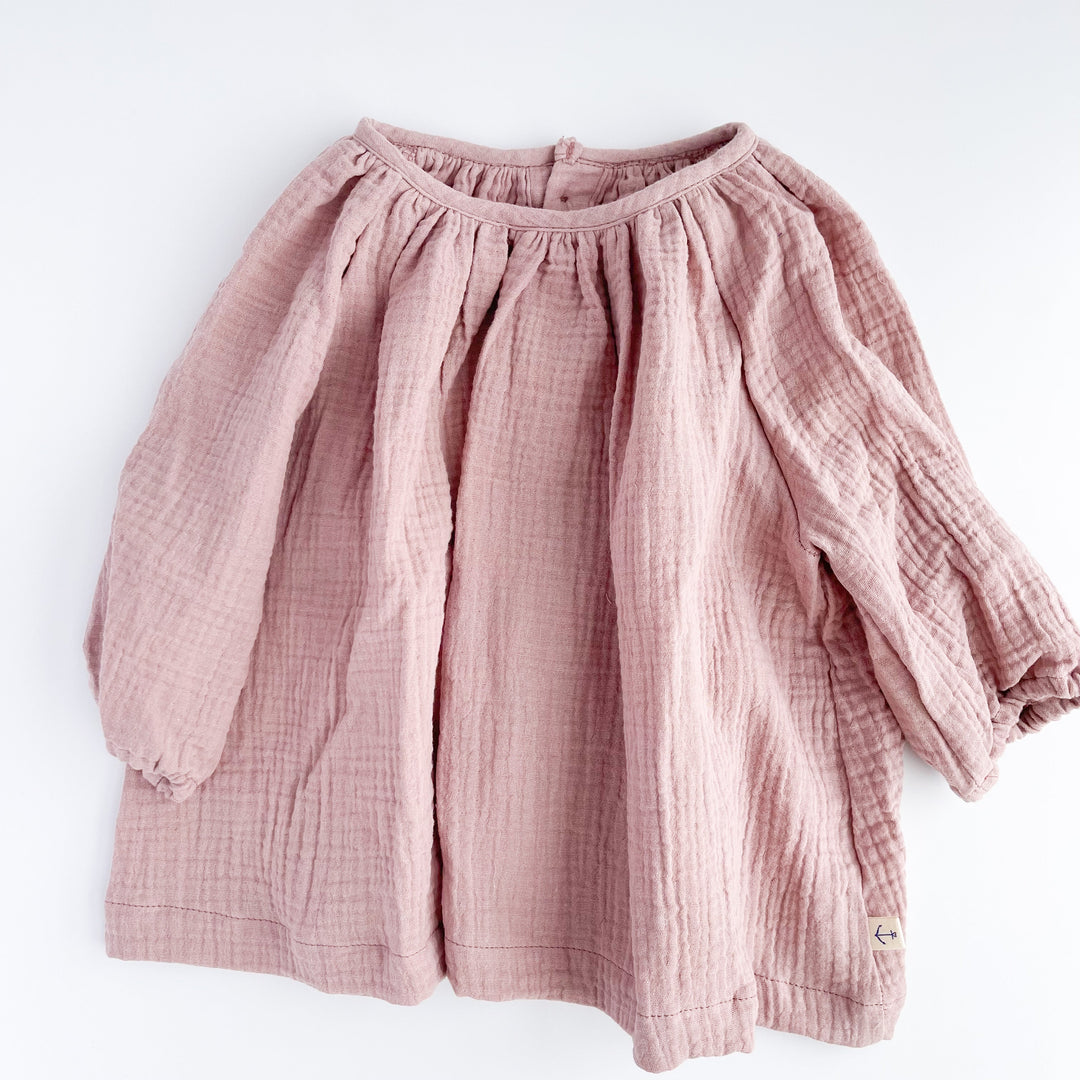 Kids Long Sleeve Peasant Top - Blush