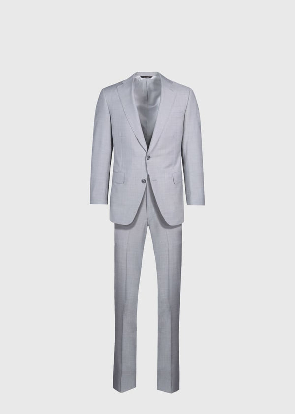 Textured Solid Wool Suit - Light Grey