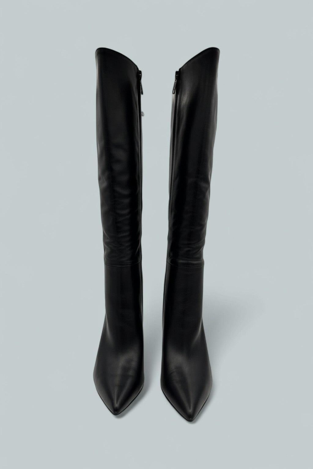 Lisa Stiletto High-Heel Boot Wide-Calf - Black Leather
