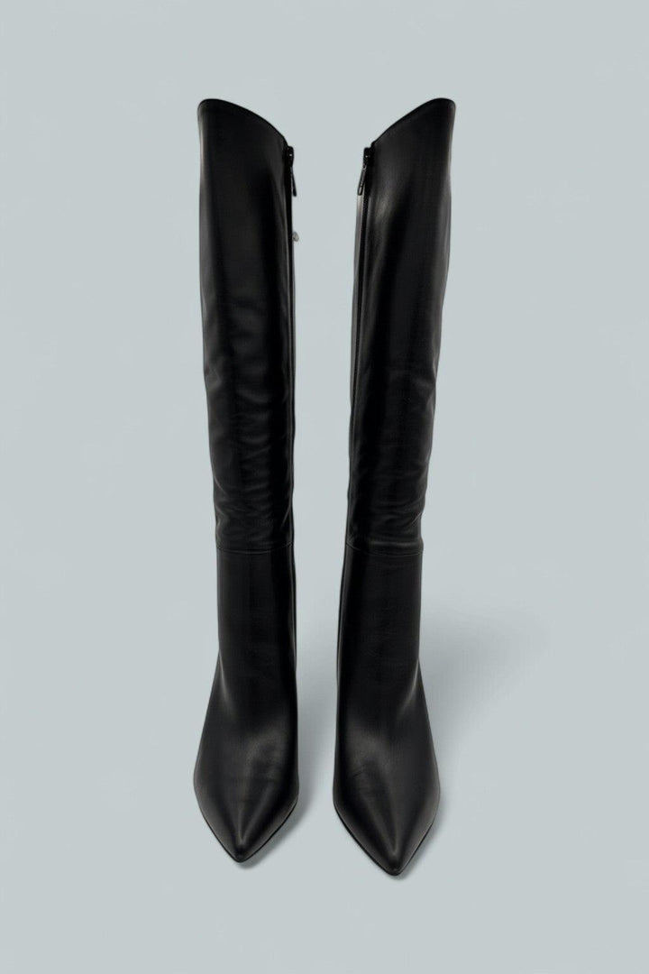 Lisa Stiletto High-Heel Boot Wide-Calf - Black Leather