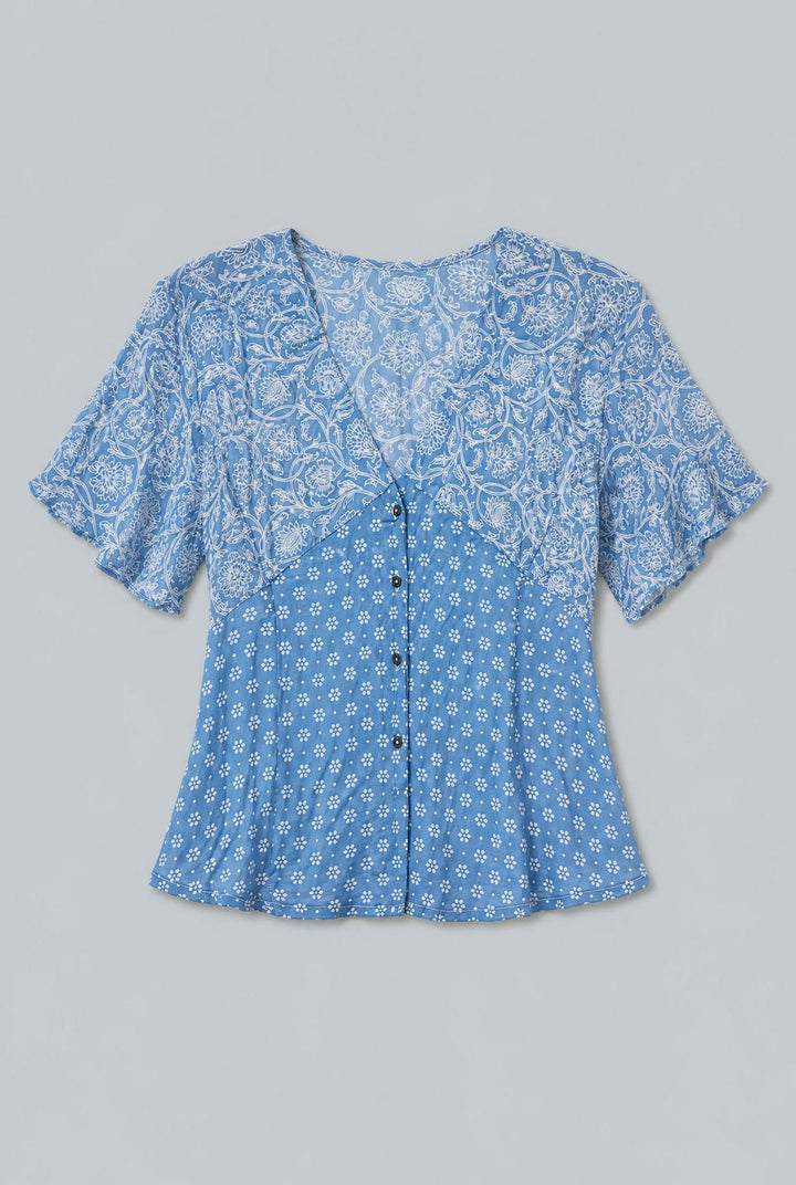 V Neck Shirt - Blue
