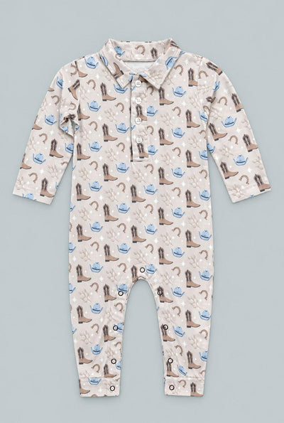 Long Sleeve Polo Romper - Blake