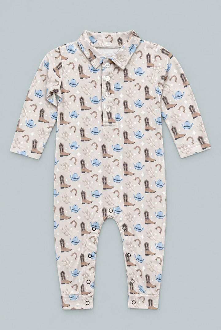 Long Sleeve Polo Romper - Blake