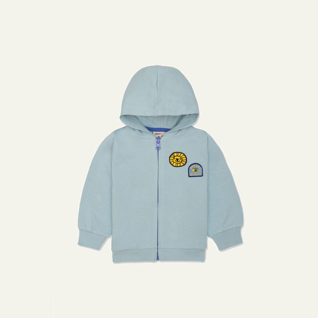 Recycled Cotton Patches Baby Zipper Hoodie - Sterling Blue