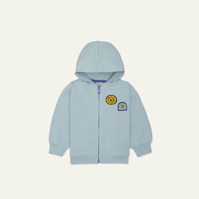 Recycled Cotton Patches Baby Zipper Hoodie - Sterling Blue - Zip-up Sweatshirt