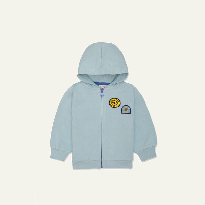 Recycled Cotton Patches Baby Zipper Hoodie - Sterling Blue