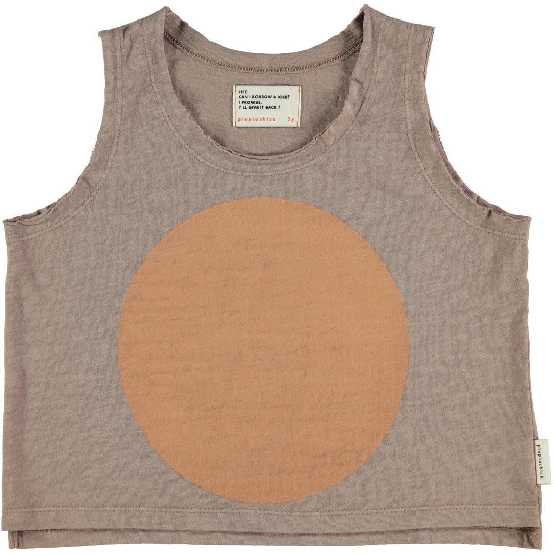 Unisex Sleeveless T-Shirt - Taupe w/Peach "Rec" Print