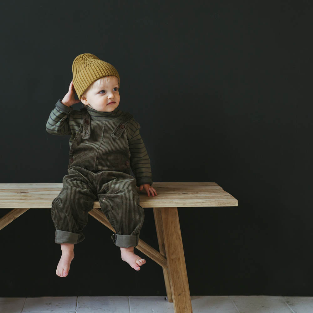 Organic Mock Neck Top - Forest Stripe