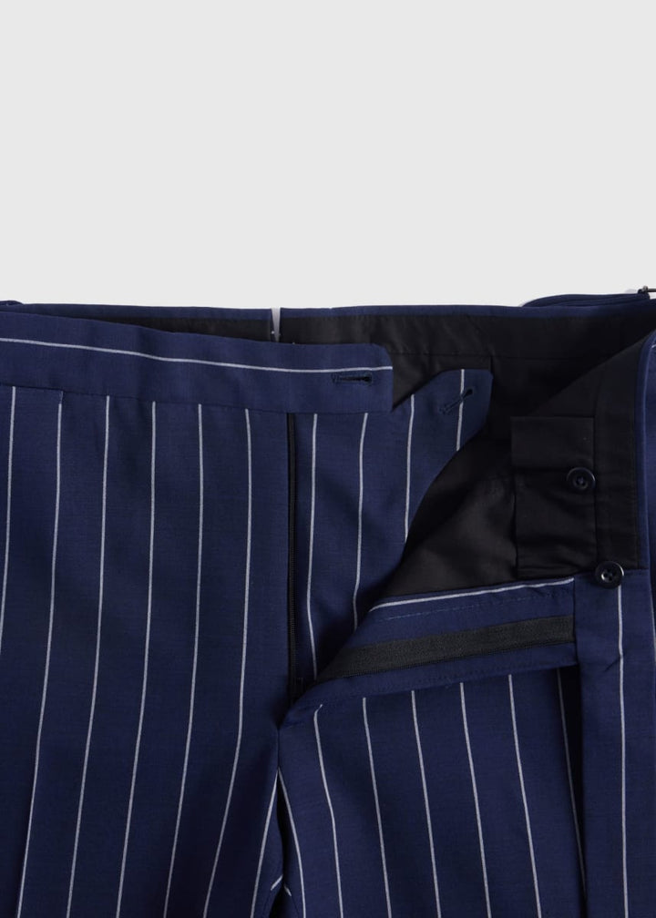 Super 130s Stripe Suit - Blue