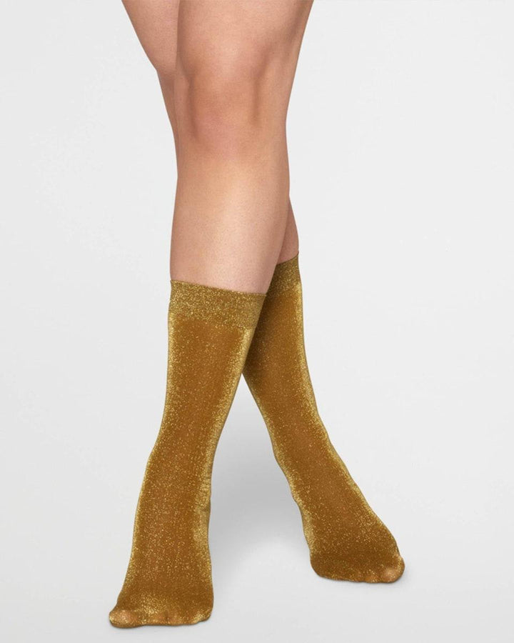 Ines Shimmery Socks - Dark Gold