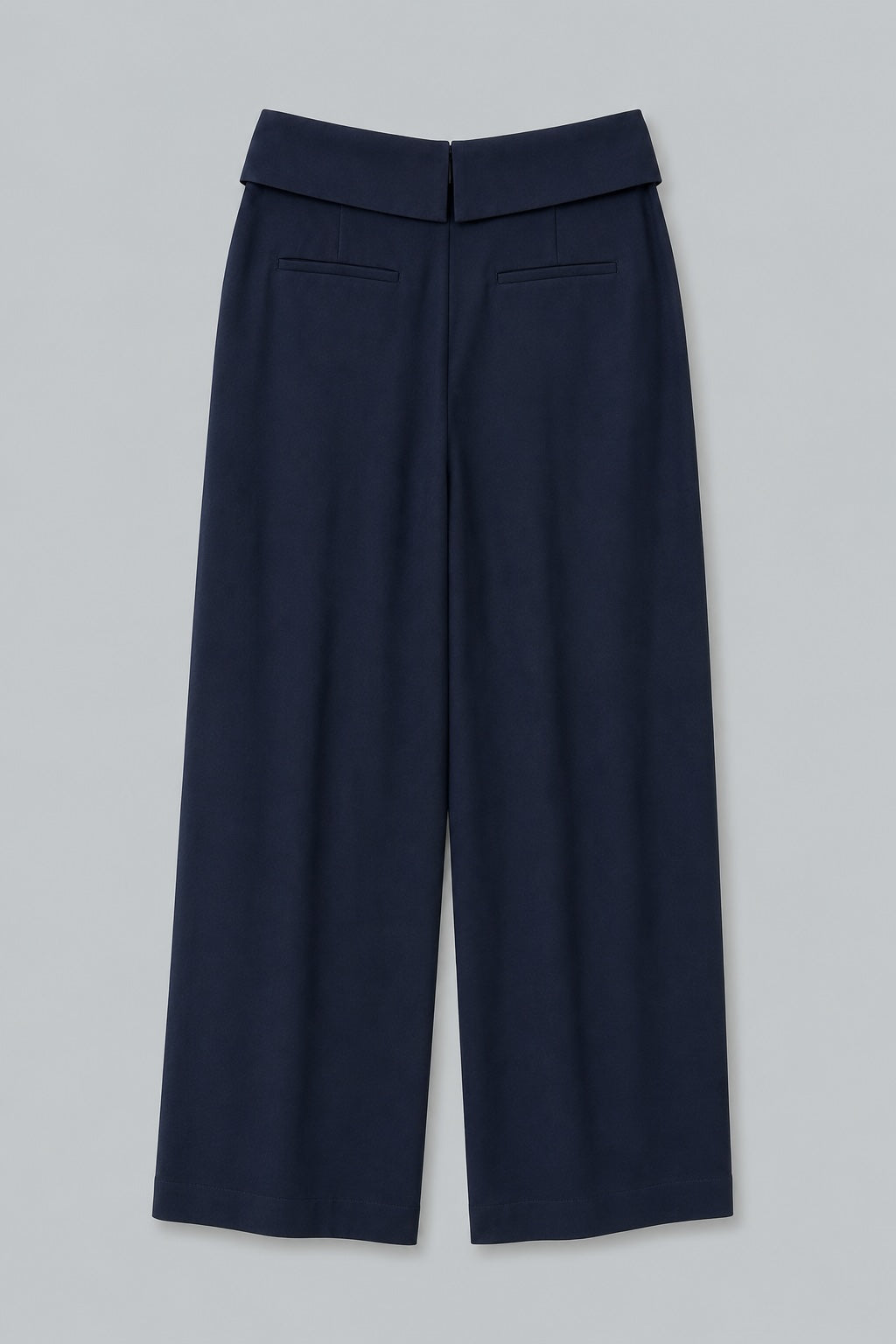 Pleat-Front Pants With Foldover Waistband - Navy