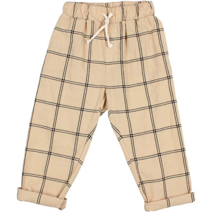 Cotton Plaid Rolled Hem Pant - Biscotto Pants Buho 