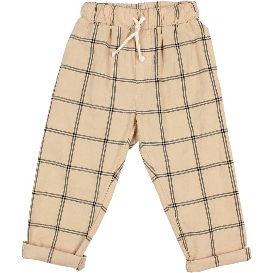 Cotton Plaid Rolled Hem Pant - Biscotto Pants Buho 